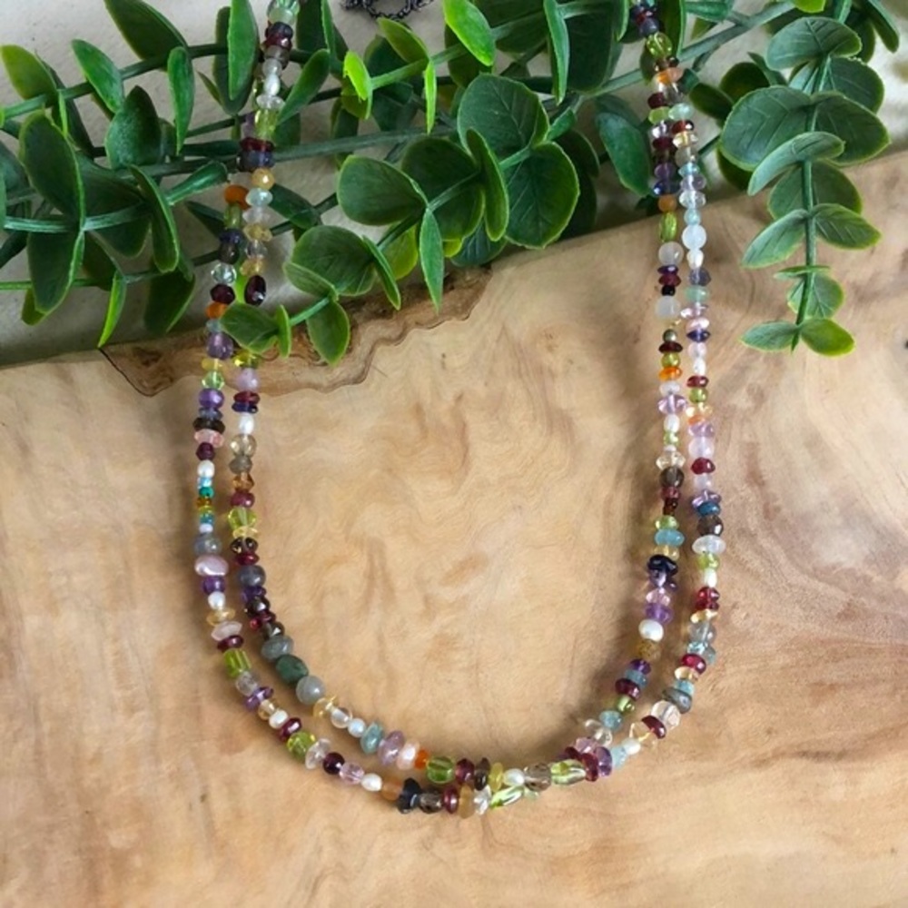 Two-Strand Gemstone and Seed Pearl Necklace